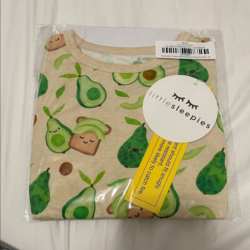 Little Sleepies Avocado and Toast Pajama Set - Green and Cream
